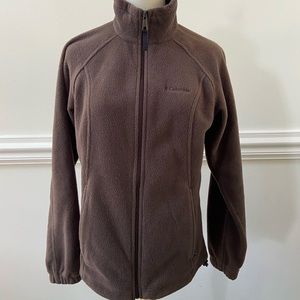 Columbia Womens Brown Fleece Jacket Size Small Full Zip Long Sleeves Zip Pockets
